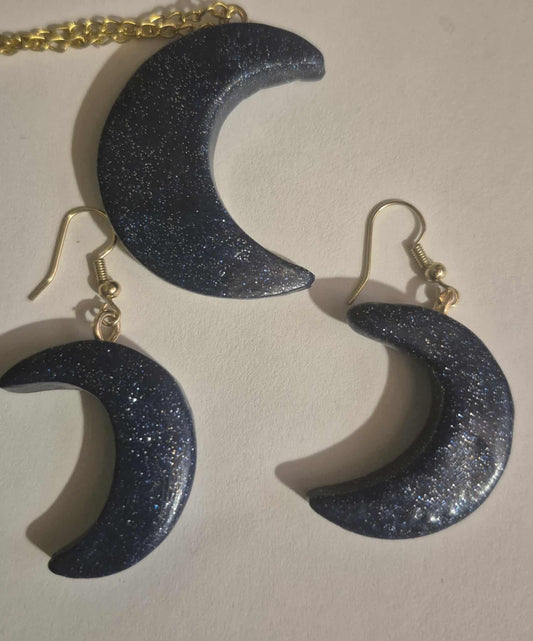 Galaxy Moon necklace & earrings set