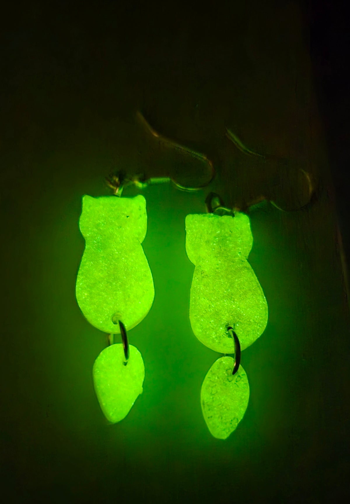🐱✨ Toasty Kitty Earrings, Cute by Day, Glowing by Night!