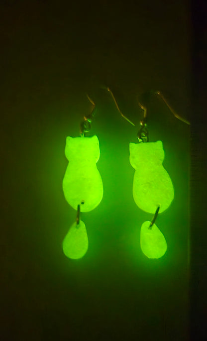 🐱✨ Toasty Kitty Earrings, Cute by Day, Glowing by Night!